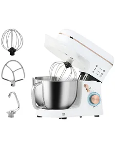 HOMCOM Stand Mixer, 5L Food Mixer for Baking, 6 Speeds and Pulse Setting, 1400W Cake Electric Kitchen Mixer with Dough Hook, Whi