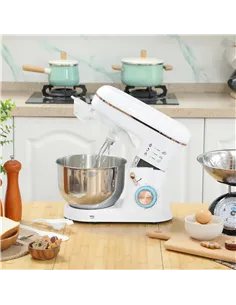 HOMCOM Stand Mixer, 5L Food Mixer for Baking, 6 Speeds and Pulse Setting, 1400W Cake Electric Kitchen Mixer with Dough Hook, Whi 2