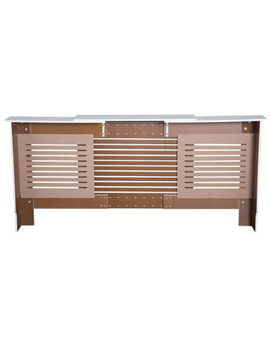 HOMCOM MDF Extendable Radiator Cover Cabinet Shelving Home Office Slatted Design White 139-208.5L x 20.5W x 82.5H cm