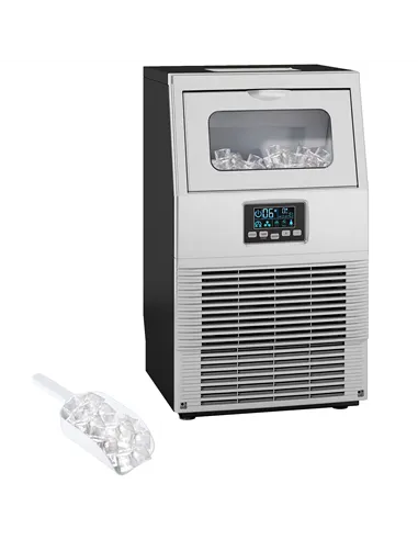HOMCOM Commercial Ice Maker Machine, Freestanding Industrial Ice Cube Maker with Digital Control, Ice Scoop, Self-cleaning, 4kg 