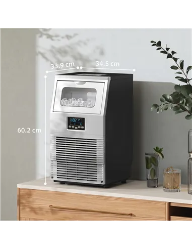 HOMCOM Commercial Ice Maker Machine, Freestanding Industrial Ice Cube Maker with Digital Control, Ice Scoop, Self-cleaning, 4kg 