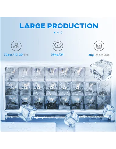 HOMCOM Commercial Ice Maker Machine, Freestanding Industrial Ice Cube Maker with Digital Control, Ice Scoop, Self-cleaning, 4kg 