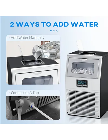 HOMCOM Commercial Ice Maker Machine, Freestanding Industrial Ice Cube Maker with Digital Control, Ice Scoop, Self-cleaning, 4kg 