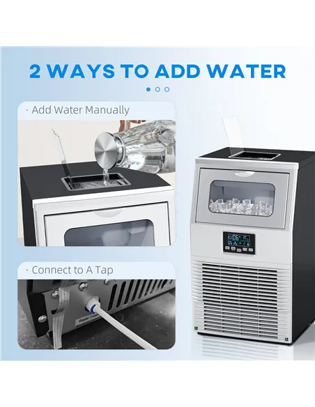 HOMCOM Commercial Ice Maker Machine, Freestanding Industrial Ice Cube Maker with Digital Control, Ice Scoop, Self-cleaning, 4kg 