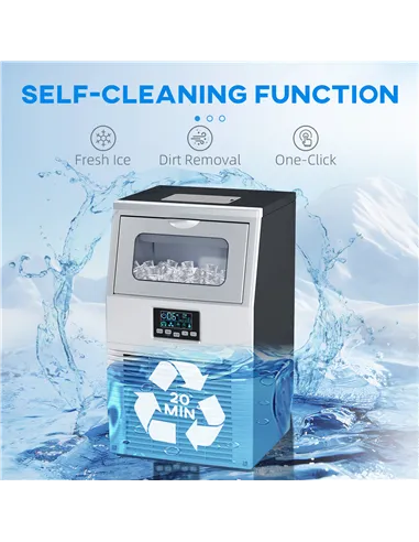 HOMCOM Commercial Ice Maker Machine, Freestanding Industrial Ice Cube Maker with Digital Control, Ice Scoop, Self-cleaning, 4kg 
