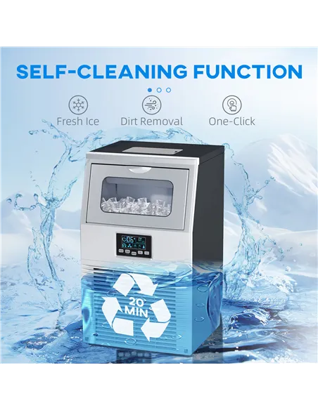 HOMCOM Commercial Ice Maker Machine, Freestanding Industrial Ice Cube Maker with Digital Control, Ice Scoop, Self-cleaning, 4kg 
