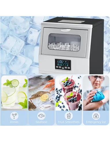 HOMCOM Commercial Ice Maker Machine, Freestanding Industrial Ice Cube Maker with Digital Control, Ice Scoop, Self-cleaning, 4kg 