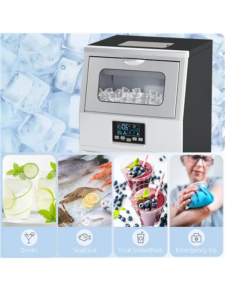 HOMCOM Commercial Ice Maker Machine, Freestanding Industrial Ice Cube Maker with Digital Control, Ice Scoop, Self-cleaning, 4kg 