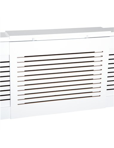 HOMCOM MDF Extendable Radiator Cover Cabinet Shelving Home Office Slatted Design White 139-208.5L x 20.5W x 82.5H cm