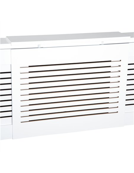 HOMCOM MDF Extendable Radiator Cover Cabinet Shelving Home Office Slatted Design White 139-208.5L x 20.5W x 82.5H cm