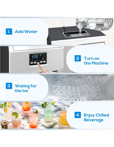 HOMCOM Commercial Ice Maker Machine, Freestanding Industrial Ice Cube Maker with Digital Control, Ice Scoop, Self-cleaning, 4kg 