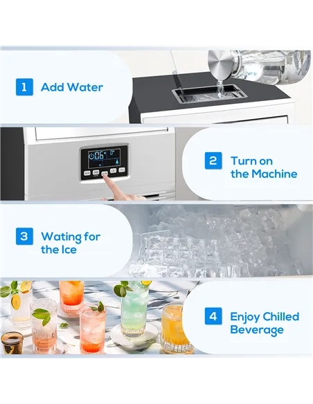 HOMCOM Commercial Ice Maker Machine, Freestanding Industrial Ice Cube Maker with Digital Control, Ice Scoop, Self-cleaning, 4kg 