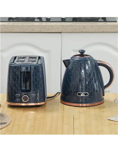 HOMCOM 1.7L 3000W Fast Boil Kettle & 2 Slice Toaster Set, Kettle and Toaster Set with Auto Shut Off, Browning Controls, Blue