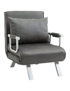 HOMCOM 4-in-1 Faux Suede Chair Bed - Grey