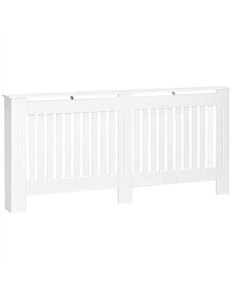 HOMCOM Slatted Radiator Cover Painted Cabinet MDF Lined Grill in White (172L x 19W x 81H cm)