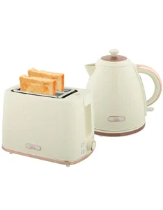 HOMCOM 1.7L 3000W Fast Boil Kettle & 2 Slice Toaster Set, Kettle and Toaster Set with Auto Shut Off, Browning Controls, Beige