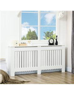 HOMCOM Slatted Radiator Cover Painted Cabinet MDF Lined Grill in White (172L x 19W x 81H cm) 2