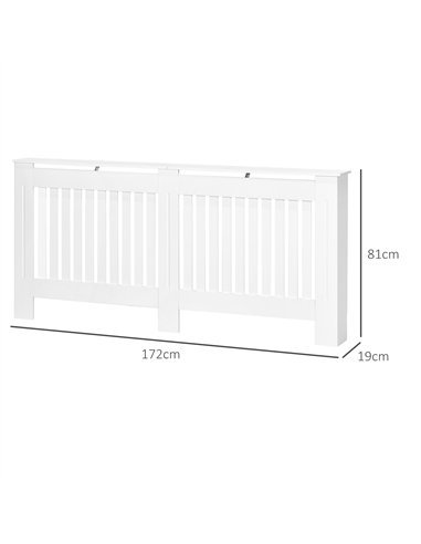 HOMCOM Slatted Radiator Cover Painted Cabinet MDF Lined Grill in White (172L x 19W x 81H cm)
