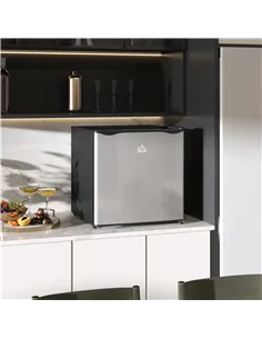 HOMCOM 46 Litre Table Top Mini Fridge, Small Fridge with Ice Box, Reversible Door, Adjustable Temperature and Legs for Bedrooms, 2