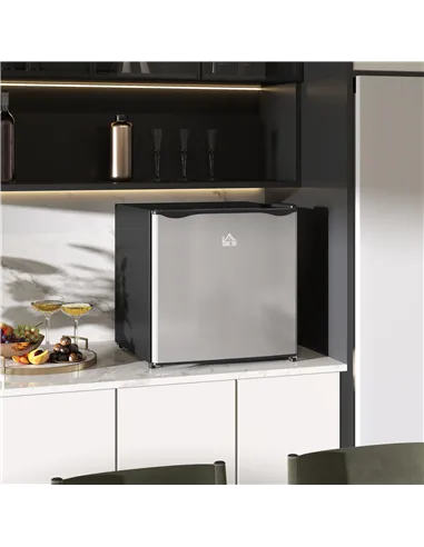 HOMCOM 46 Litre Table Top Mini Fridge, Small Fridge with Ice Box, Reversible Door, Adjustable Temperature and Legs for Bedrooms,
