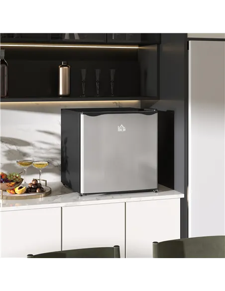 HOMCOM 46 Litre Table Top Mini Fridge, Small Fridge with Ice Box, Reversible Door, Adjustable Temperature and Legs for Bedrooms,