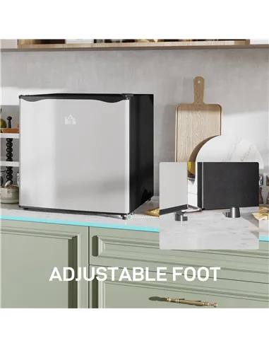 HOMCOM 46 Litre Table Top Mini Fridge, Small Fridge with Ice Box, Reversible Door, Adjustable Temperature and Legs for Bedrooms,