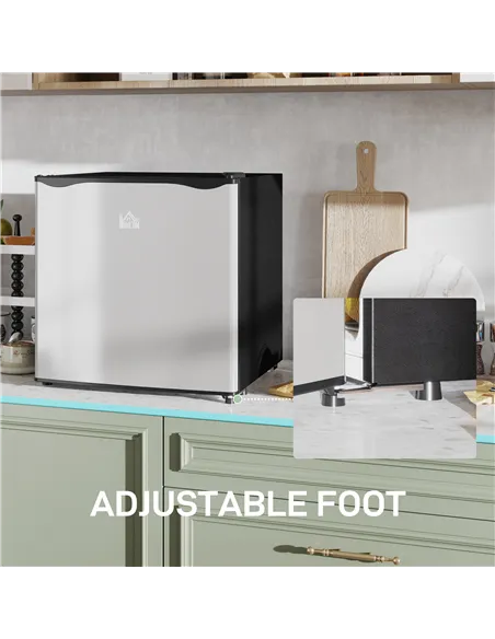 HOMCOM 46 Litre Table Top Mini Fridge, Small Fridge with Ice Box, Reversible Door, Adjustable Temperature and Legs for Bedrooms,