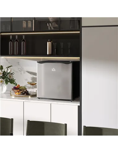 HOMCOM 46 Litre Table Top Mini Fridge, Small Fridge with Ice Box, Reversible Door, Adjustable Temperature and Legs for Bedrooms,