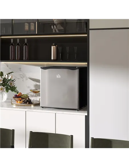 HOMCOM 46 Litre Table Top Mini Fridge, Small Fridge with Ice Box, Reversible Door, Adjustable Temperature and Legs for Bedrooms,