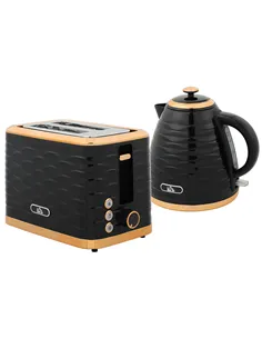 HOMCOM 3000W 1.7L Rapid Boil Kettle & 2 Slice Toaster, Kettle and Toaster Set with 7 Browning Controls and Crumb Tray, Black