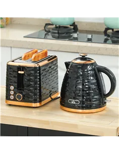 HOMCOM 3000W 1.7L Rapid Boil Kettle & 2 Slice Toaster, Kettle and Toaster Set with 7 Browning Controls and Crumb Tray, Black 2