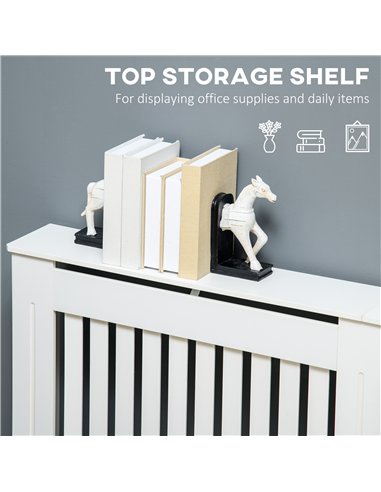 HOMCOM Slatted Radiator Cover Painted Cabinet MDF Lined Grill in White (172L x 19W x 81H cm)