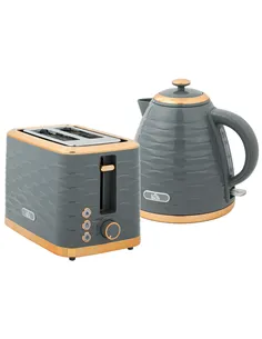 HOMCOM 3000W 1.7L Rapid Boil Kettle & 2 Slice Toaster, Kettle and Toaster Set with 7 Browning Controls and Crumb Tray, Grey