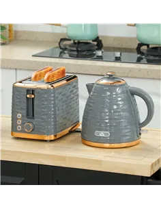 HOMCOM 3000W 1.7L Rapid Boil Kettle & 2 Slice Toaster, Kettle and Toaster Set with 7 Browning Controls and Crumb Tray, Grey 2