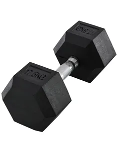 HOMCOM 17.5KG Single Rubber Hex Dumbbell Portable Hand Weights Dumbbell Home Gym
