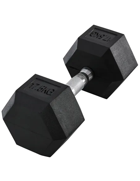 HOMCOM 17.5KG Single Rubber Hex Dumbbell Portable Hand Weights Dumbbell Home Gym