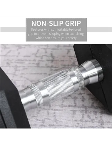 HOMCOM 17.5KG Single Rubber Hex Dumbbell Portable Hand Weights Dumbbell Home Gym