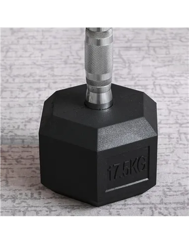 HOMCOM 17.5KG Single Rubber Hex Dumbbell Portable Hand Weights Dumbbell Home Gym