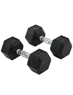 HOMCOM 2x10kg Hex Dumbbells Set Rubber Dumbbells Weight Lifting Equipment Fitness Home Gym