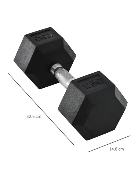 HOMCOM 12.5KG Single Rubber Hex Dumbbell Portable Hand Weights Dumbbell Home Gym