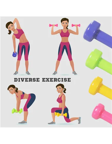 HOMCOM 10KG Dumbbells Set with Carry Case, Hand Weights for Women and Men Home Gym Weight Lifting Training, Red, Yellow, Green, 