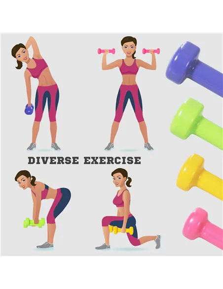 HOMCOM 10KG Dumbbells Set with Carry Case, Hand Weights for Women and Men Home Gym Weight Lifting Training, Red, Yellow, Green, 