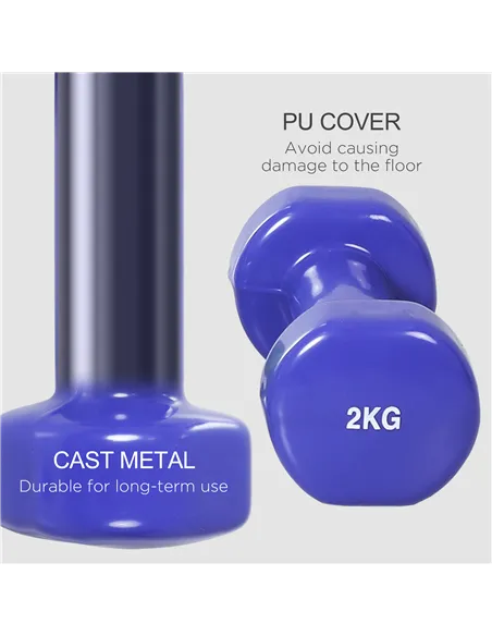 HOMCOM 10KG Dumbbells Set with Carry Case, Hand Weights for Women and Men Home Gym Weight Lifting Training, Red, Yellow, Green, 