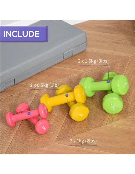 HOMCOM 6Kg Dumbbell Set, Fitness Weight Set for Men and Women, Home Gym Workout