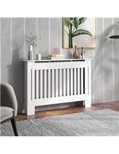 HOMCOM Slatted Radiator Cover Painted Cabinet MDF Lined Grill in White (112L x 19W x 81H cm) 2