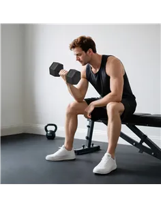 HOMCOM 20KG Single Rubber Hex Dumbbell Portable Hand Weights Dumbbell Home Gym 2