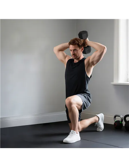HOMCOM 20KG Single Rubber Hex Dumbbell Portable Hand Weights Dumbbell Home Gym
