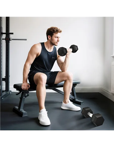 HOMCOM 2x6kg Hex Dumbbells Set Rubber Dumbbells Weight Lifting Equipment Fitness Home Gym