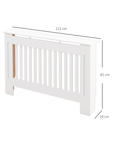 HOMCOM Slatted Radiator Cover Painted Cabinet MDF Lined Grill in White (112L x 19W x 81H cm)