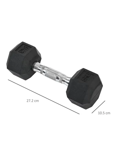 HOMCOM 2x5kg Rubber Dumbbell Sports Hex Weights Sets Gym Fitness Lifting Home